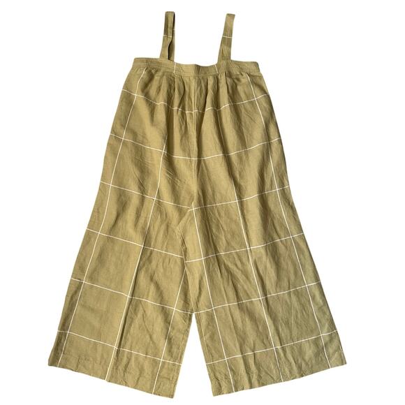 Madewell Plus Windowpane Super Wide Leg Jumpsuit Olive Surplus Size 16 - Picture 6 of 11